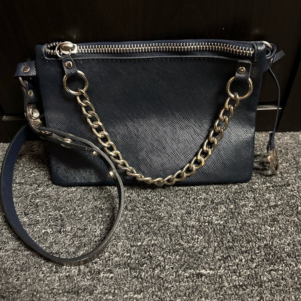 Michael Kors Navy Crossbody Bag with Chain Strap